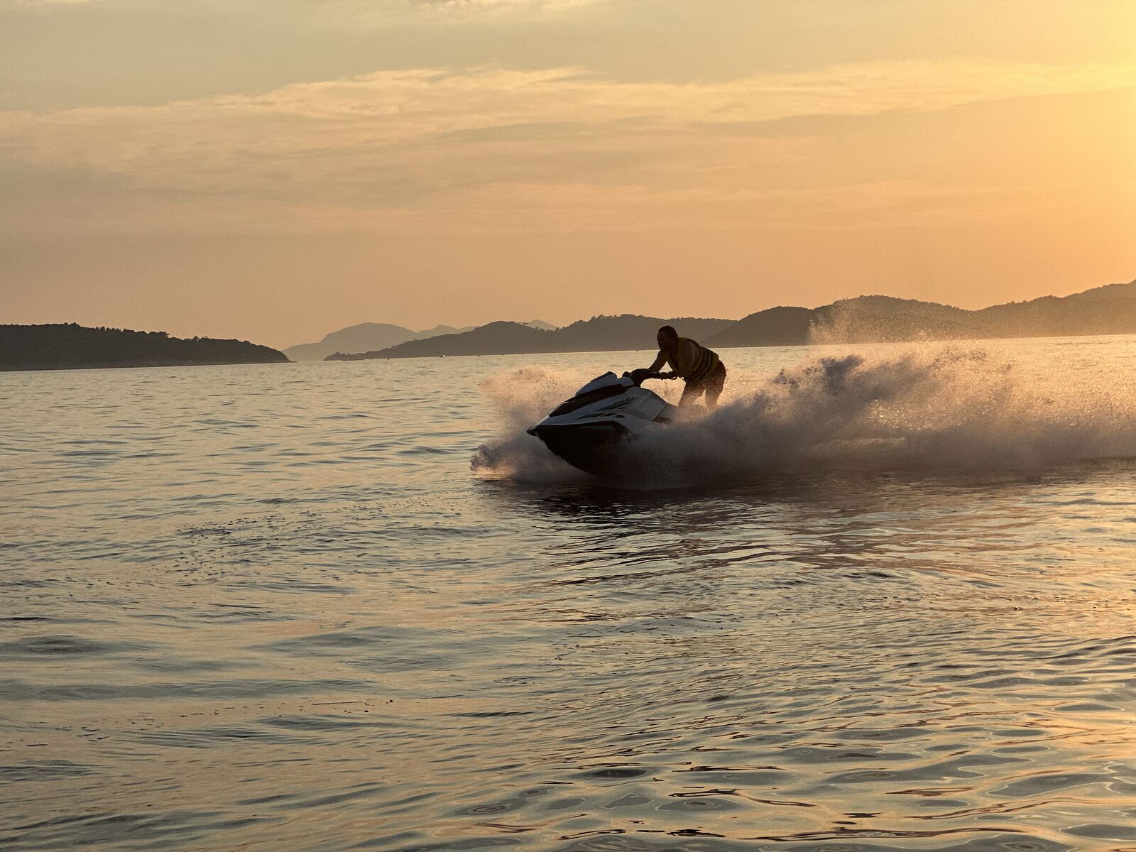 Jet skis on open Adriatic water on a long guided safari tour from Dubrovnik