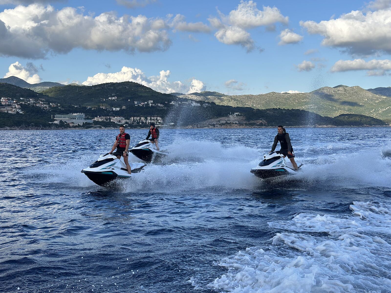 Guided jet ski safari convoy on the Adriatic near Dubrovnik